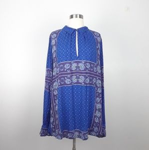Free People Blue Purple Printed Tunic Top Large